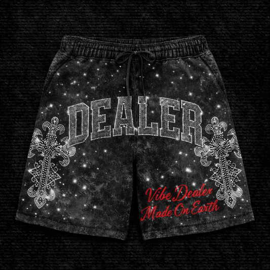 Rhinestone Made On Earth “DEALER” Shorts