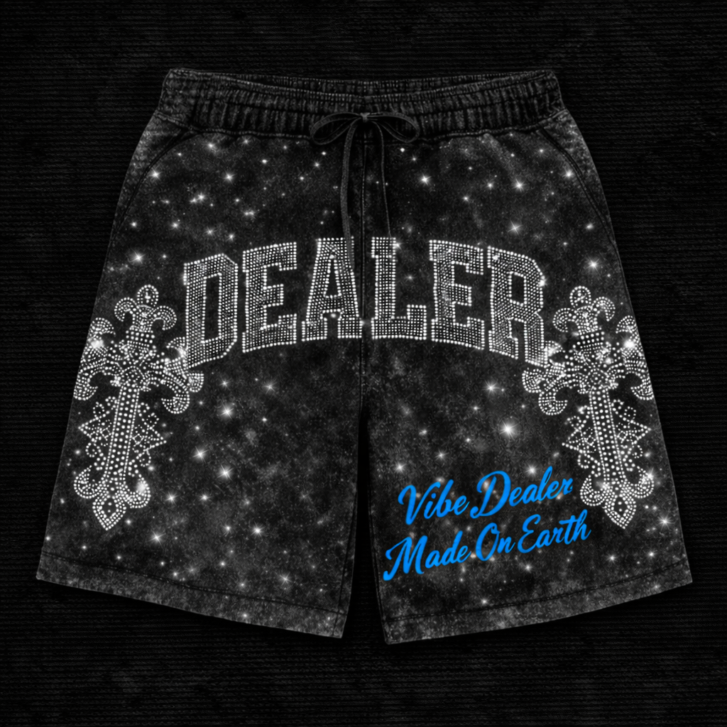 Rhinestone Made On Earth “DEALER” Shorts